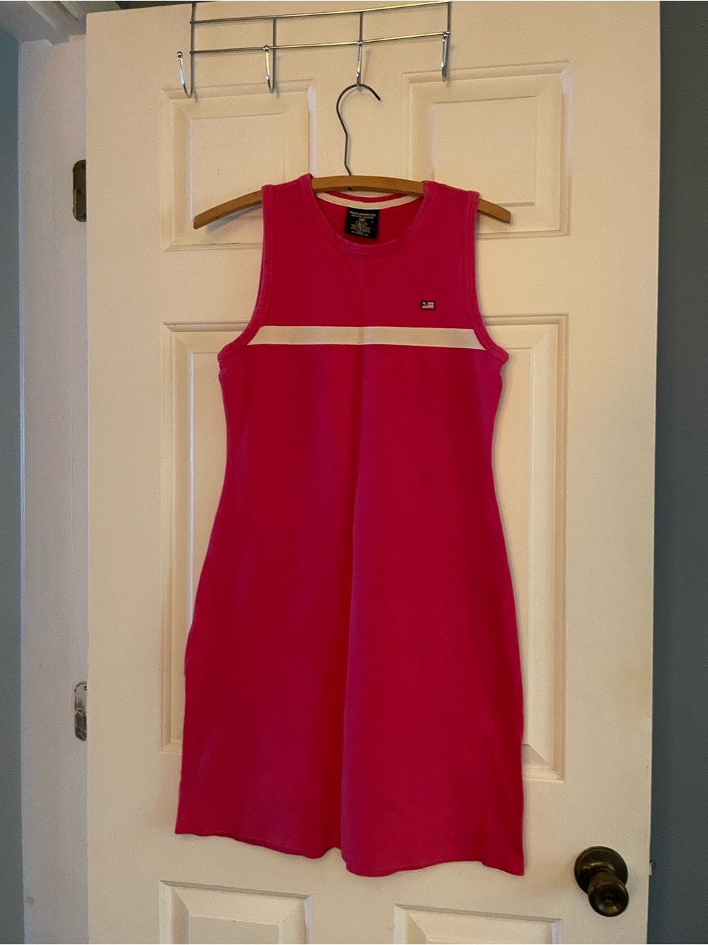 Tommy Hilfiger Bright Pink Sleeveless Mini Dress with White Stripe
